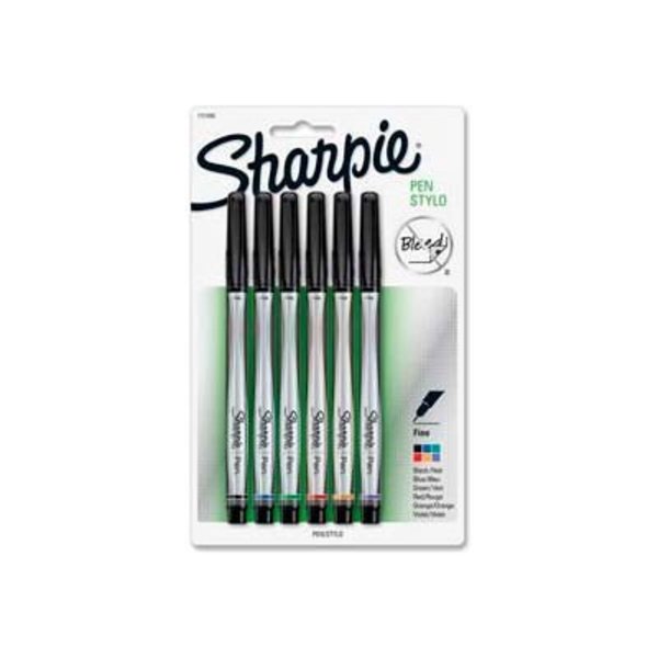 Sanford Sharpie® Marker Pen, Fine, Bleed-Resistant, Assorted Ink, 6/Pack 1976527